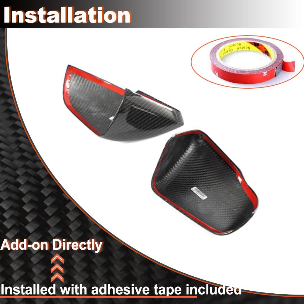 Carbon Fiber Mirror Cover Caps for 2015-2023 Ford Mustang GT Ecoboost | Lightweight & UV-Resistant Clear Coat, Ideal for Shel