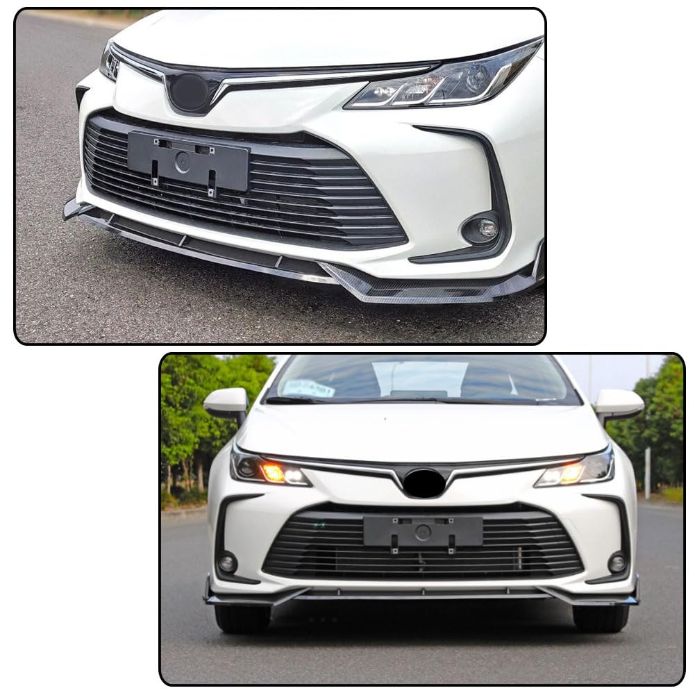 Carbon Look Front Bumper Lip Compatible with Toyota Corolla 4 Door Sedan 2019-2024 ABS Chin Spoiler Splitter Protector Factor