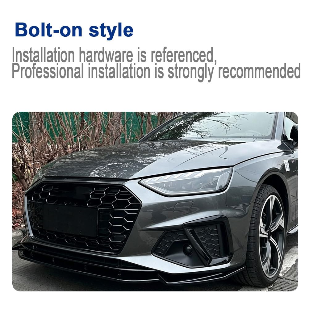 A4 Front Bumper Lip 1pc/Set for 2020-2024 Audi A4 B9.5 S-Line Sedan 4-Door | Integrated Lower Chin Spoiler Splitter Compatibl
