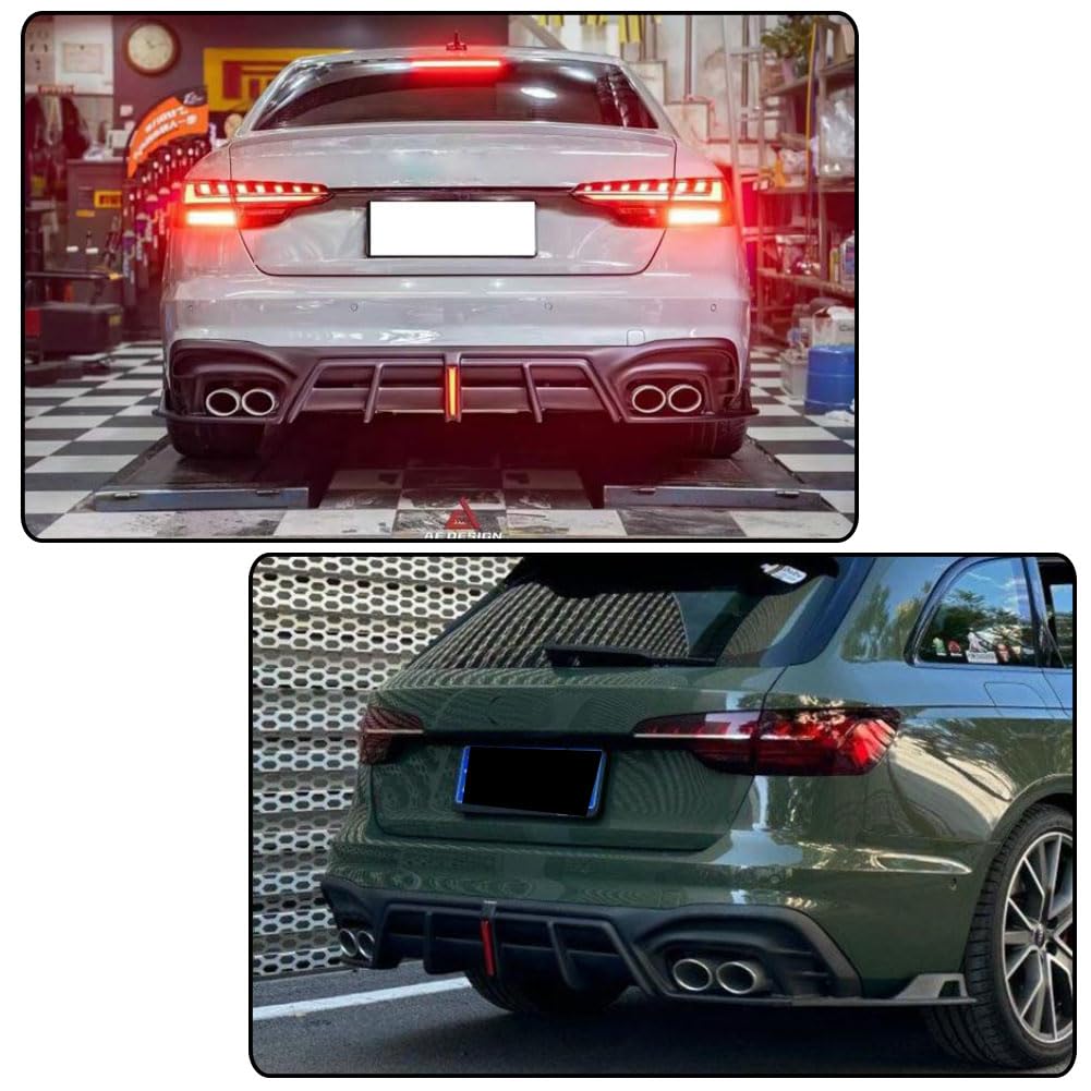 Rear Bumper Diffuser Lip with LED Fits for Audi A4 S4 B9.5 4-Door 2021+ Rear Diffuser Body Kits