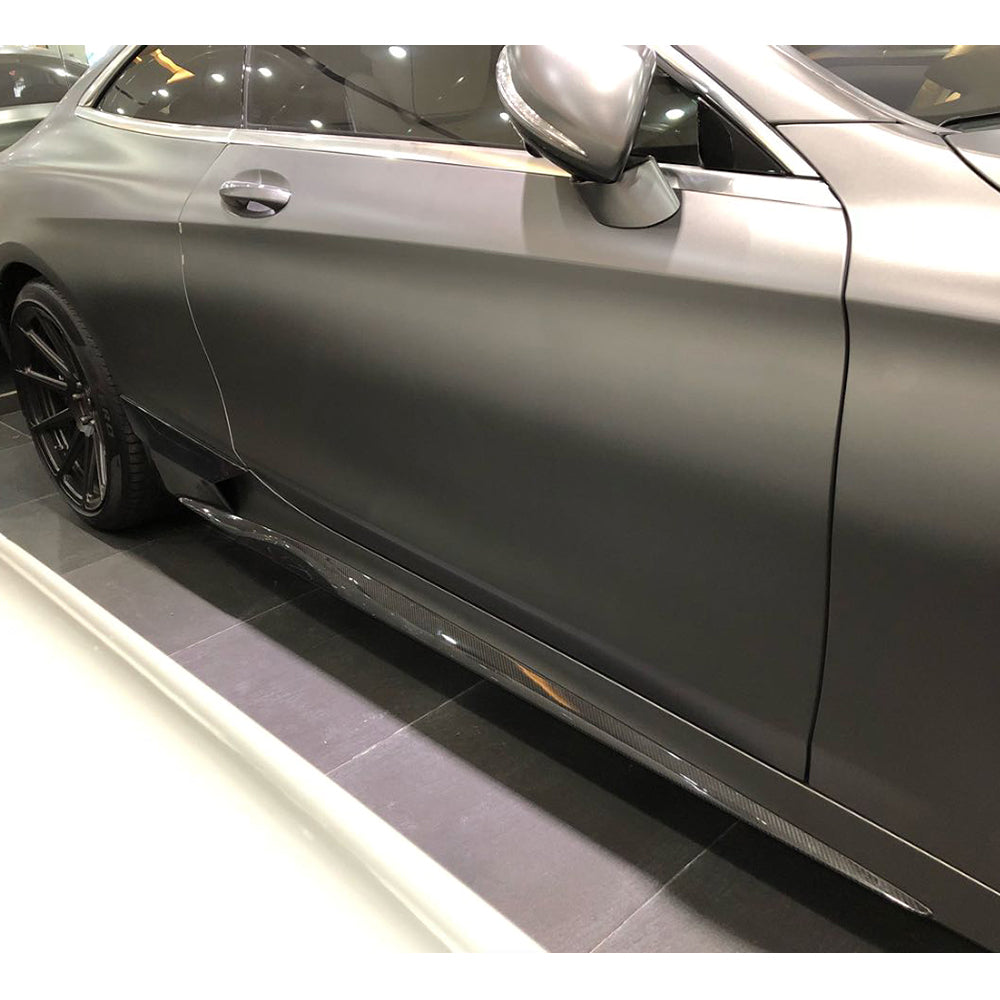 ST Style Carbon Fiber Side Skirts for Mercedes-Benz S-Class C217 Pre-Facelift 2014-2017