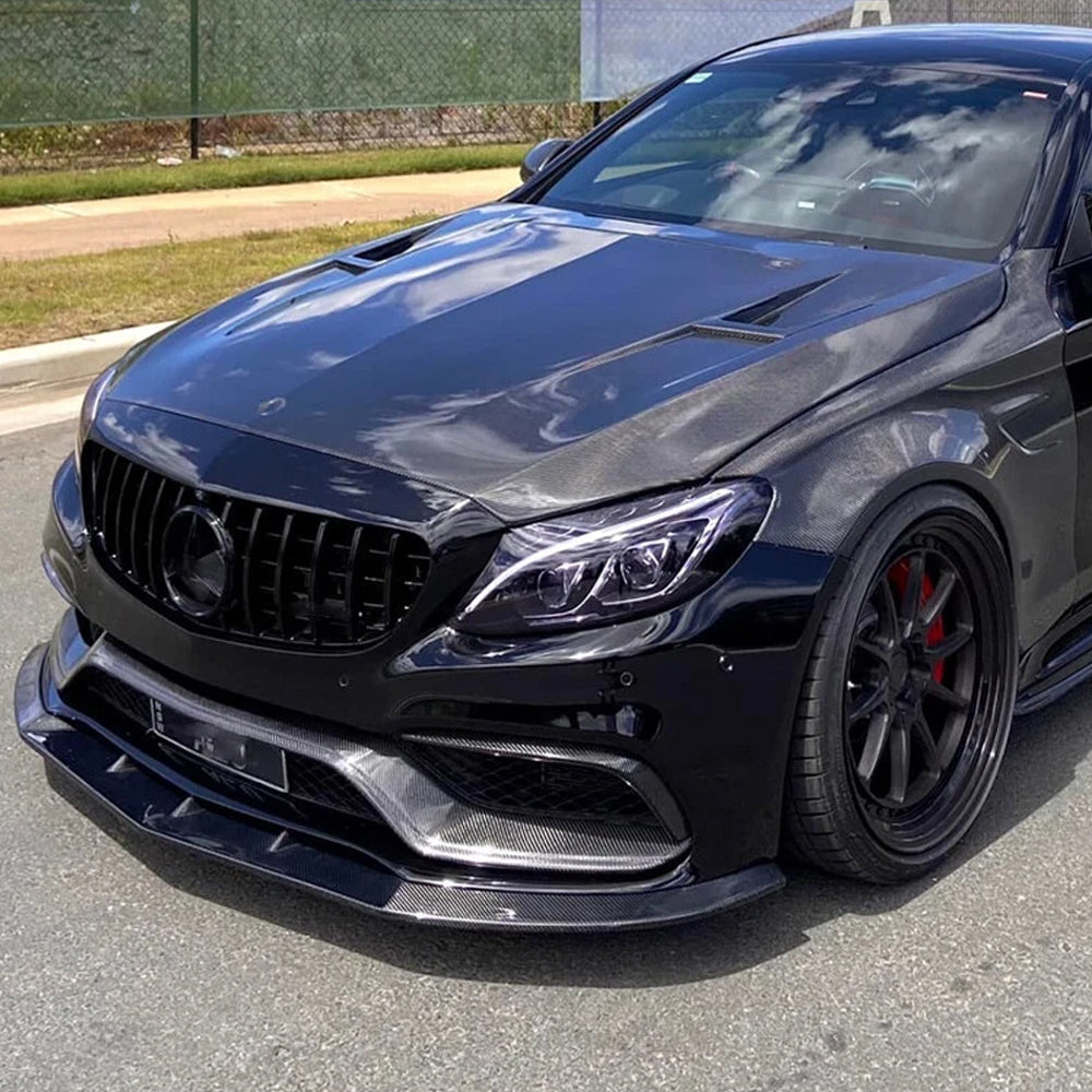 JCS Style Carbon Fiber Front Lip for Mercedes Benz C Class C205 A205 C63 AMG (2014-2021)