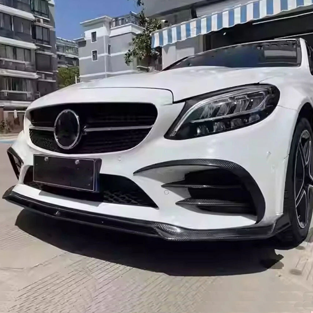 ST Style Carbon Fiber Front Canards for Mercedes Benz C-Class W205 Facelift (2019-2021)