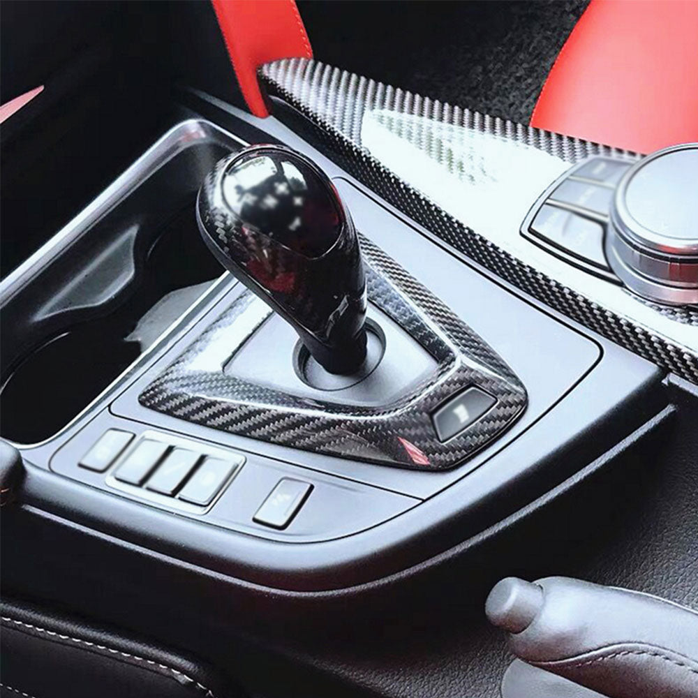 LHD Carbon Fiber Gear Shift Knob Cover Trim for BMW M3 F80, M4 F82/F83 (2014-2020)