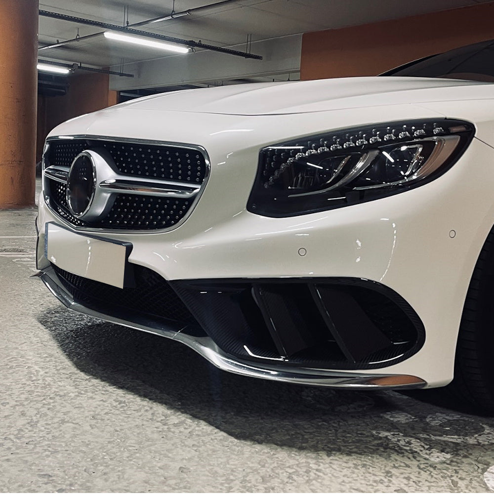 ST Style Carbon Fiber Front Fog lamp Cover Trims for Mercedes Benz S-Class C217 Pre-Facelift 2014-2017