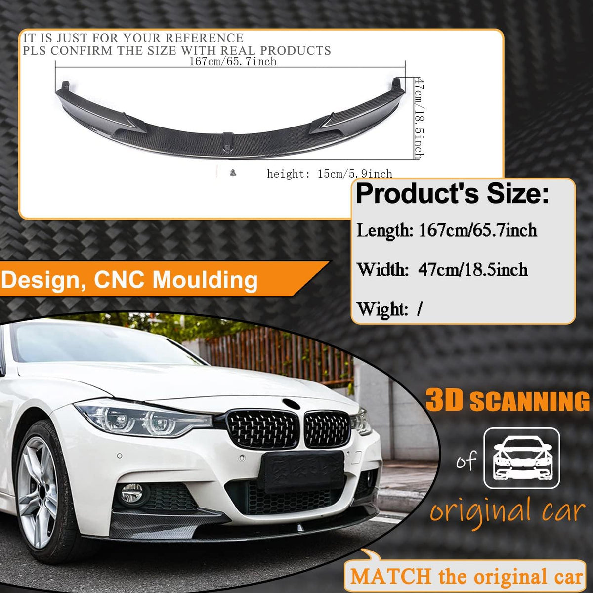 Carbon Fiber Front Bumper Lip for BMW 3 Series F30 F31 M Sport Sedan 2012-2018 320i 325i 328i 330i 335i 340i Auto Chin Spoile