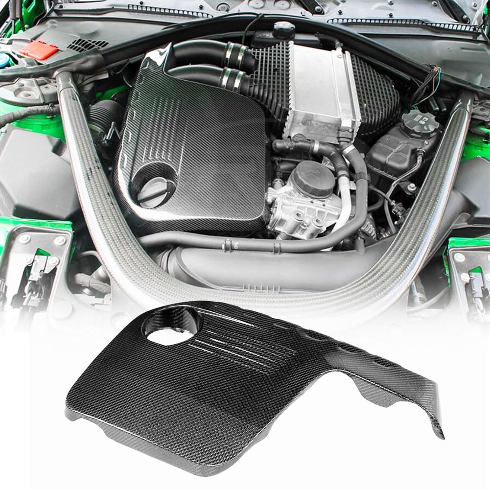 M4 Carbon Fiber Engine Cover Trim Compatible with BMW F80 M3 F82 F83 M4 2014-2019 Car Auto Hood Bonnet Protector Cap
