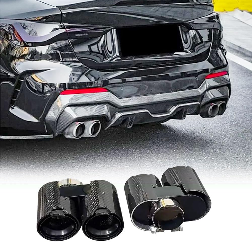 Carbon Fiber Exhaust Pipe Fits for BMW G22 G26 425i 430i 2022-2024 Stainless Steel Rear Exhaust Muffler Pipes Tip Four Outlet