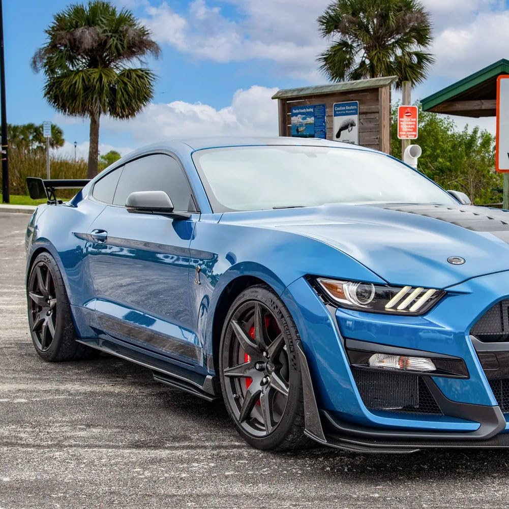 Carbon Fiber Mirror Cover Caps for 2015-2023 Ford Mustang GT Ecoboost | Lightweight & UV-Resistant Clear Coat, Ideal for Shel