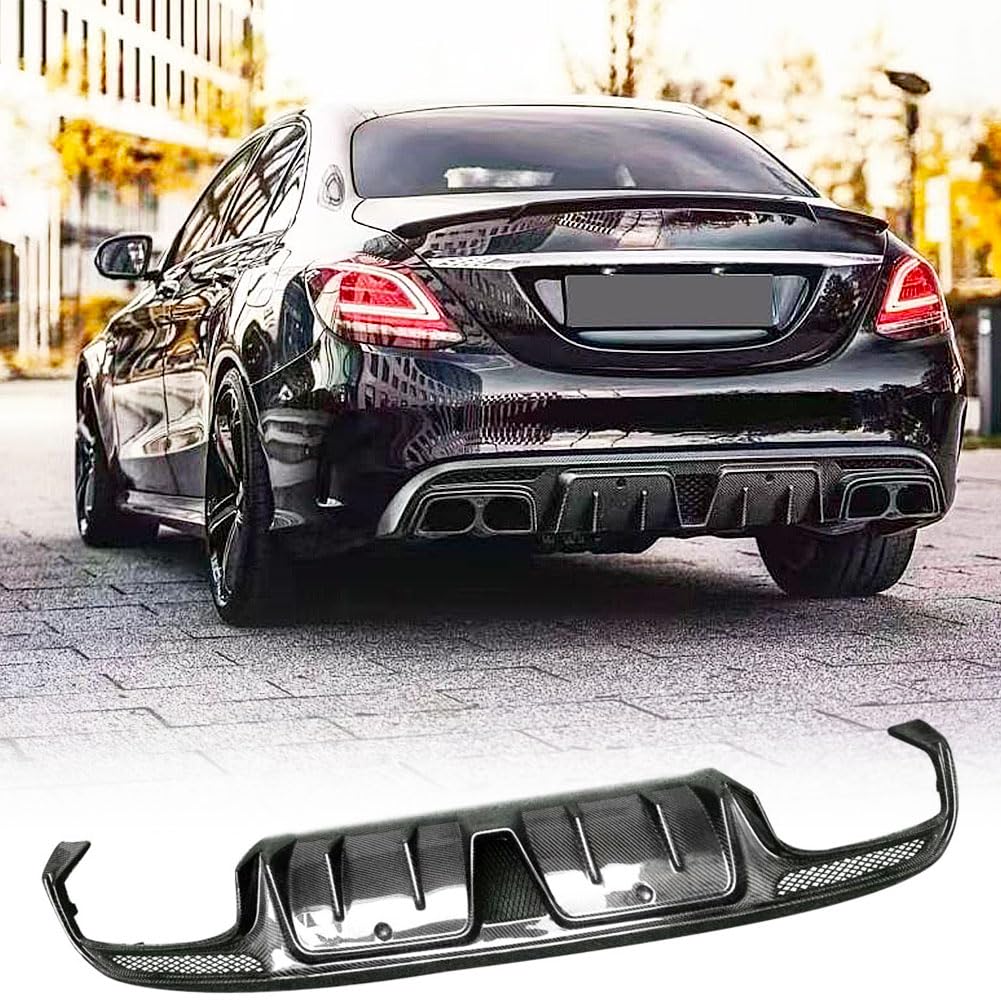 Carbon Fiber Rear Diffuser Compatible with Mercedes Benz C Class W205 C300 C350 C400 C63 AMG Sedan 2015-2021 Under Bumper Chi