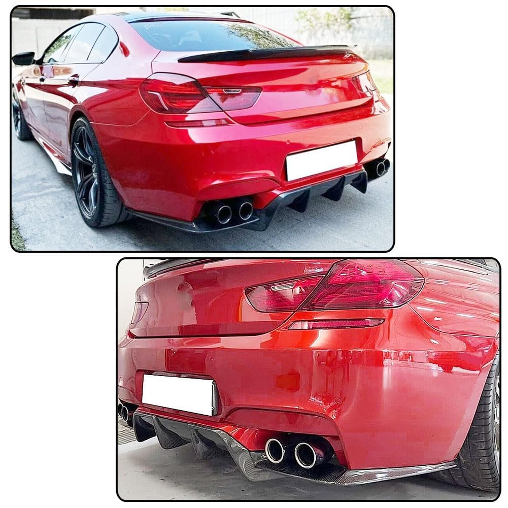 Carbon Fiber Rear Diffuser Compatible with BMW 6 Series F06 F12 F13 M6 2Door 4Door 2013-2018 Lower Bumper Lip Spoiler Body Ki