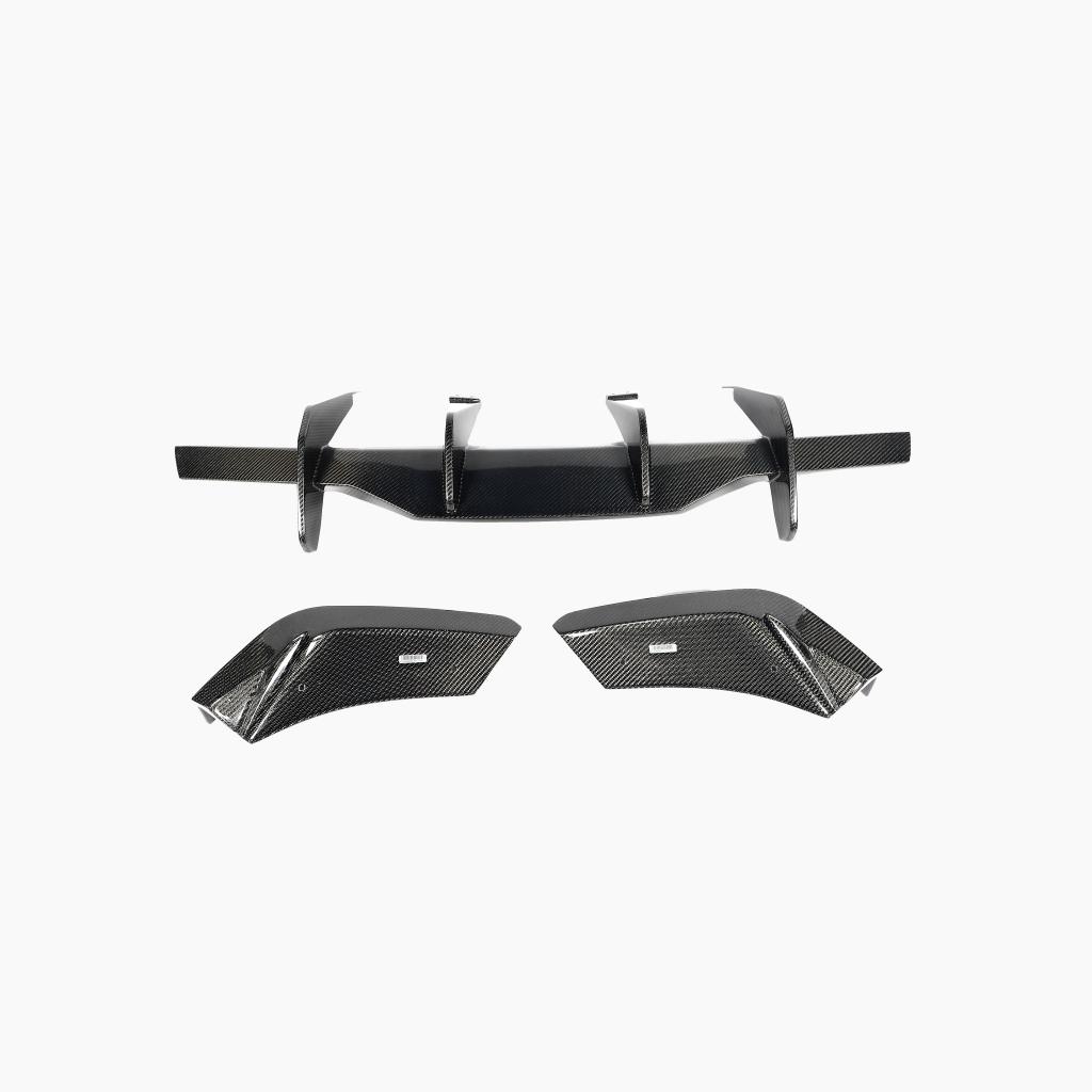 ST Style Carbon Fiber Rear Bumper Diffuser With Splitters for Chevrolet Corvette C8 Stingray Coupe Convertible (2020-2023)