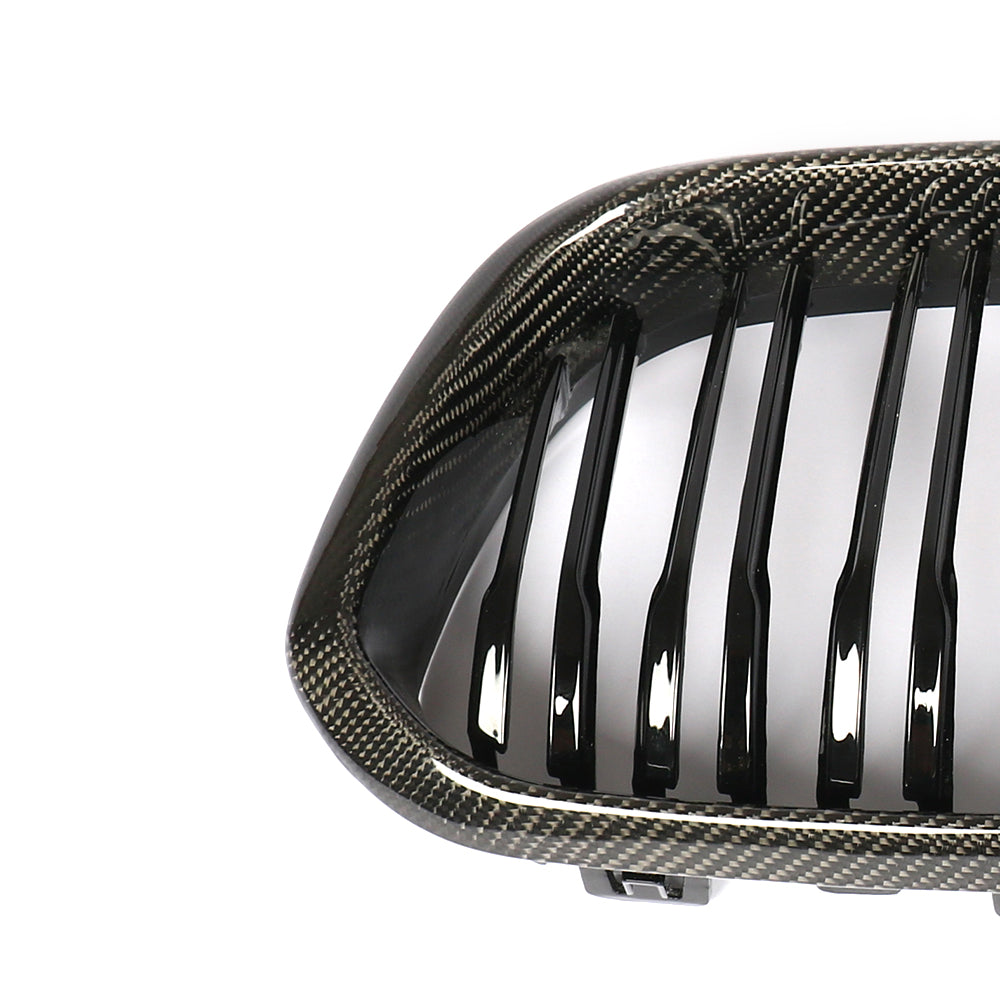 Gloss Dual Slat Carbon Fiber Kidney Grille for BMW 1 Series F20, F21 LCI (2015-2019)