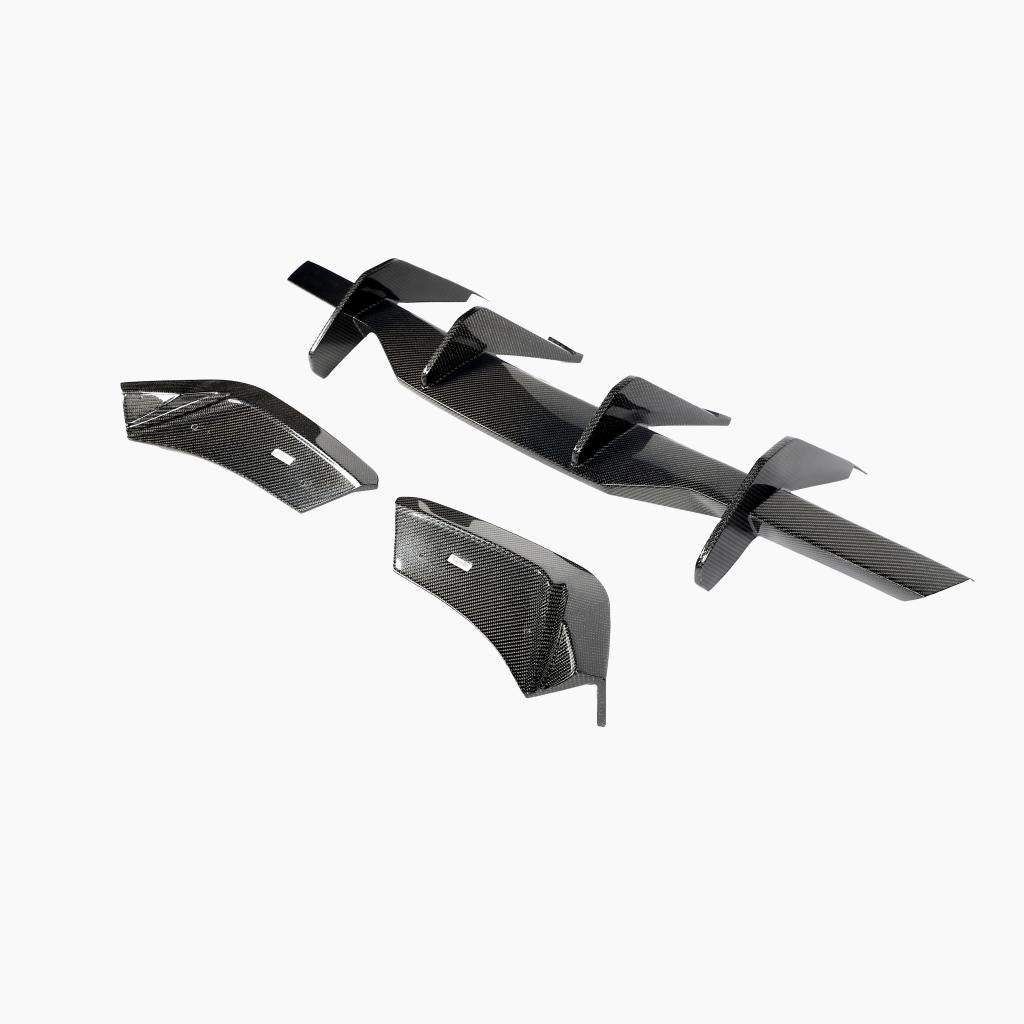 ST Style Carbon Fiber Rear Bumper Diffuser With Splitters for Chevrolet Corvette C8 Stingray Coupe Convertible (2020-2023)