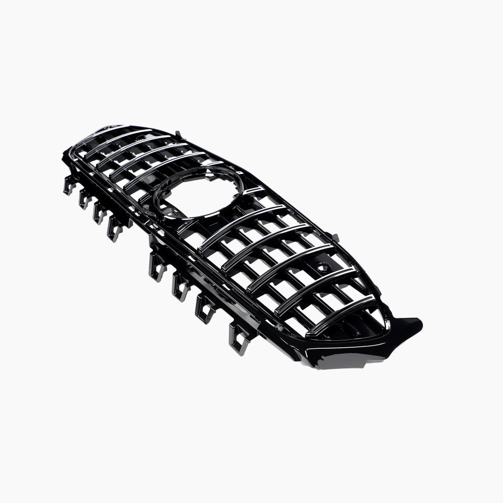 Benz C118 black front upper grille-details view