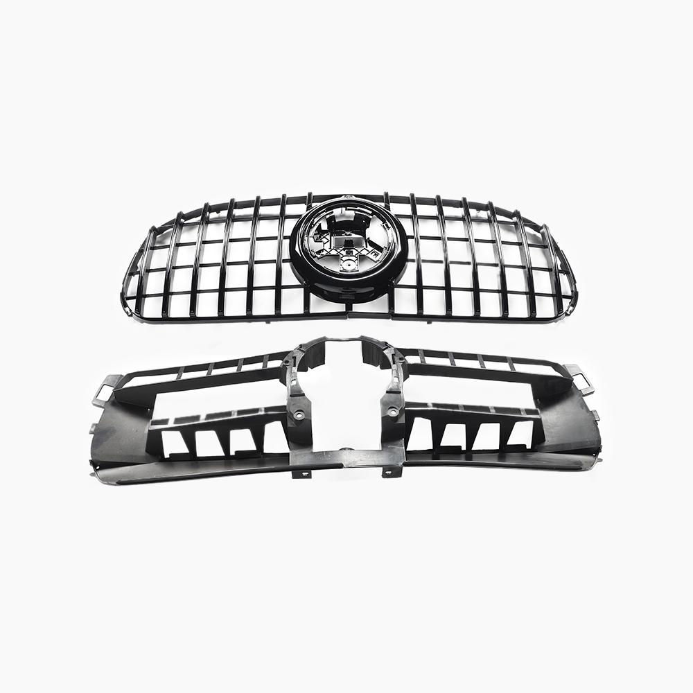 Benz GLS X167 front grille gloss black- side angle view