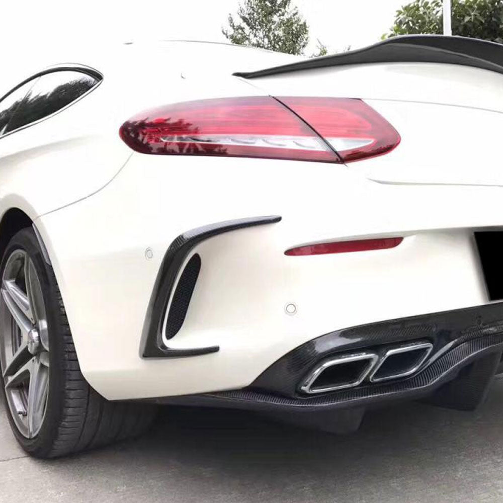 ST Style Carbon Fiber Rear Canards For Mercedes Benz C Class C63 AMG W205 Pre-Facelift 2015-2018