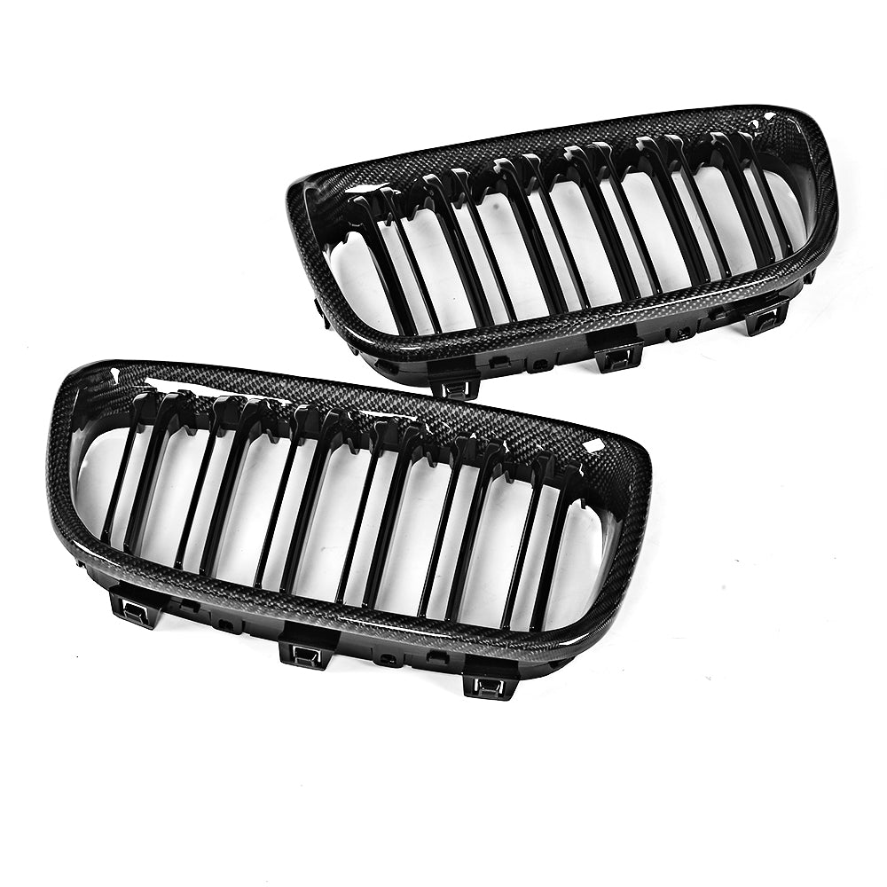 Gloss Dual Slat Carbon Fiber Front Grille for BMW 1 Series F20/F21 Pre-LCI (2011-2015)