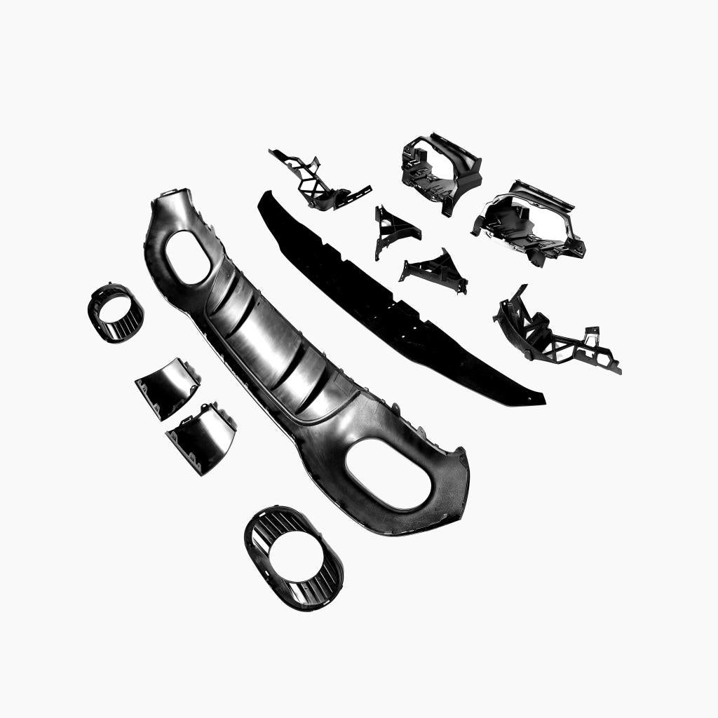 Gloss Black Rear Diffuser Diffuser for MERCEDES-BENZ A-Class W177 A35 AMG Hatchback (2018+) back iew