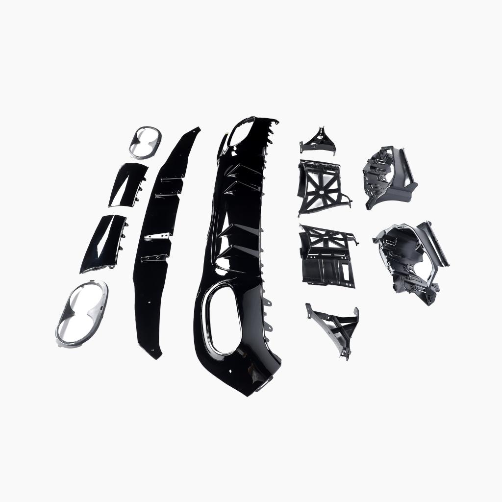 Gloss Black Rear Diffuser for MERCEDES-BENZ A45 AMG W177 Sedan side reveiw