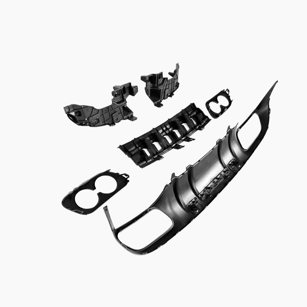 Gloss Black Rear Diffuser for MERCEDES-BENZ C43 AMG W205 Coupe back side view