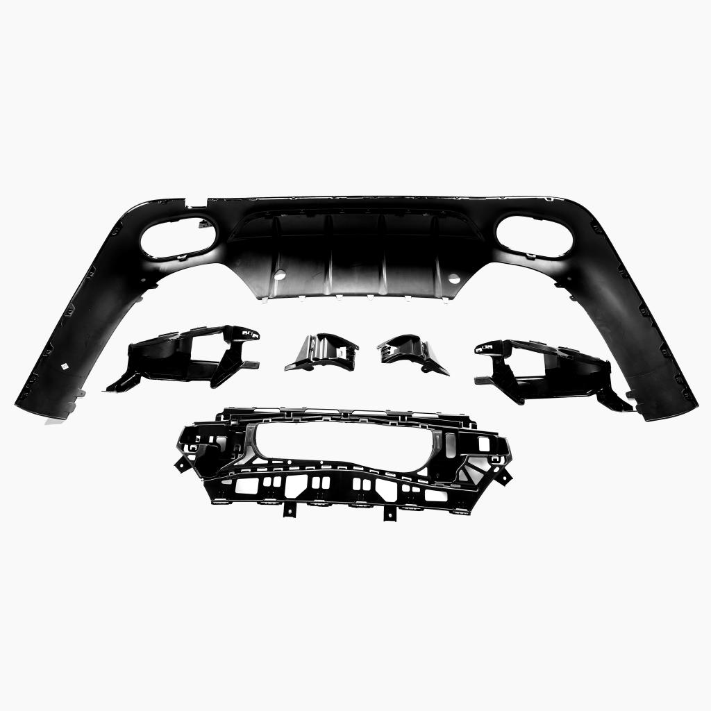 Gloss Black Rear Diffuser with Black Tail Pipe for MERCEDES-BENZ E-Class E53 W214 (2024+) back veiw