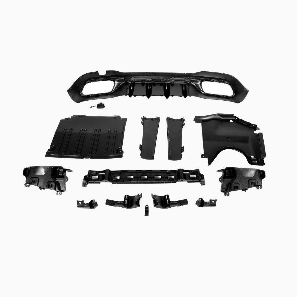 Gloss Black Rear Diffuser with Black Tips for MERCEDES-BENZ C63 AMG W206 Sedan (2023+) back view