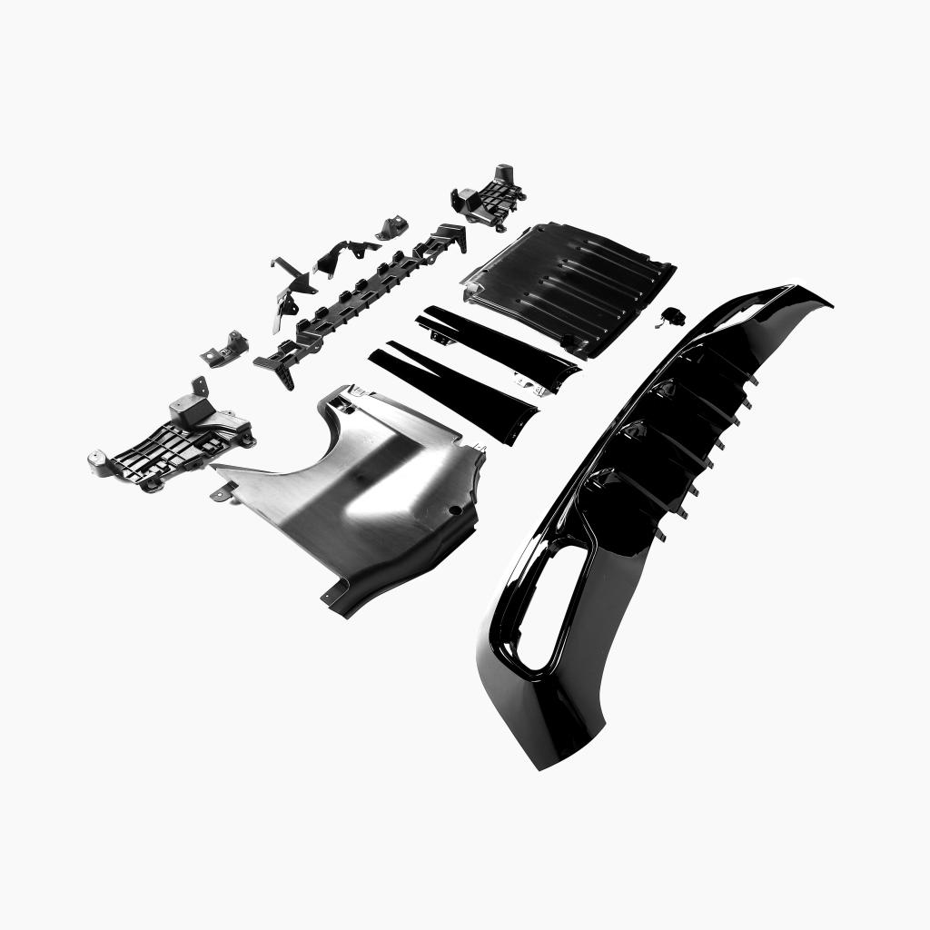 Gloss Black Rear Diffuser with Black Tips for MERCEDES-BENZ C63 AMG W206 Sedan (2023+) side view
