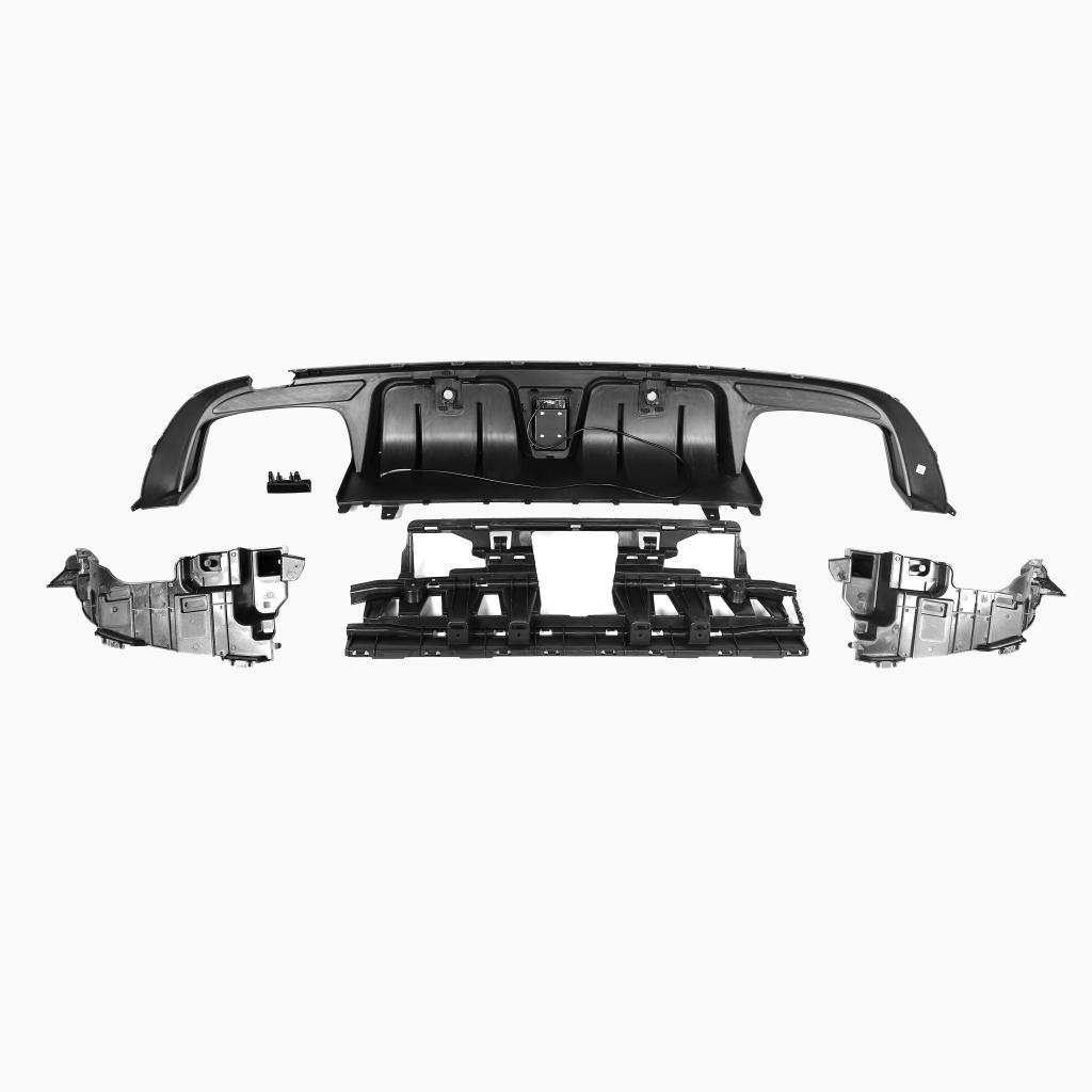 Gloss Black Rear Diffuser with LED for MERCEDES-BENZ AMG W205 Sedan (2015-2021) back view