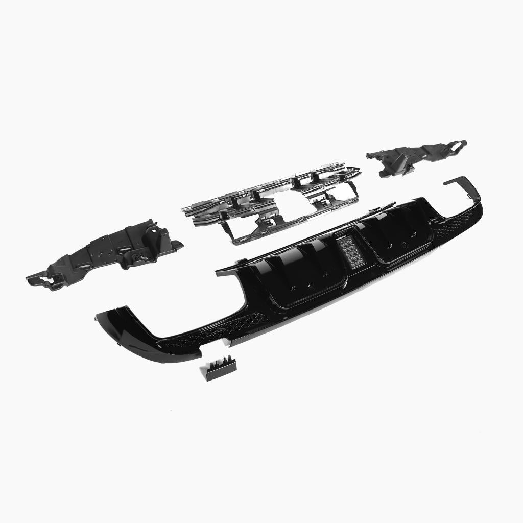 Gloss Black Rear Diffuser with LED for MERCEDES-BENZ AMG W205 Sedan (2015-2021) side view