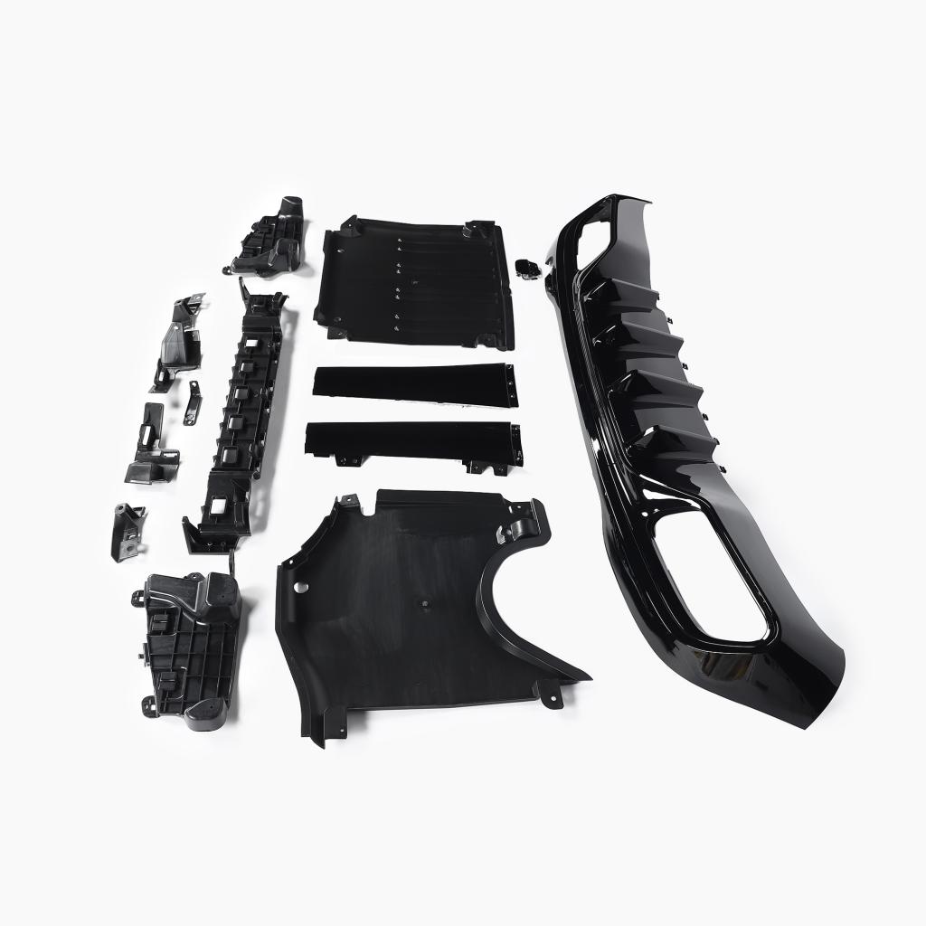 Gloss Black Rear Diffuser with Sliver Tips for MERCEDES-BENZ C63 AMG W206 Sedan (2023+) side view