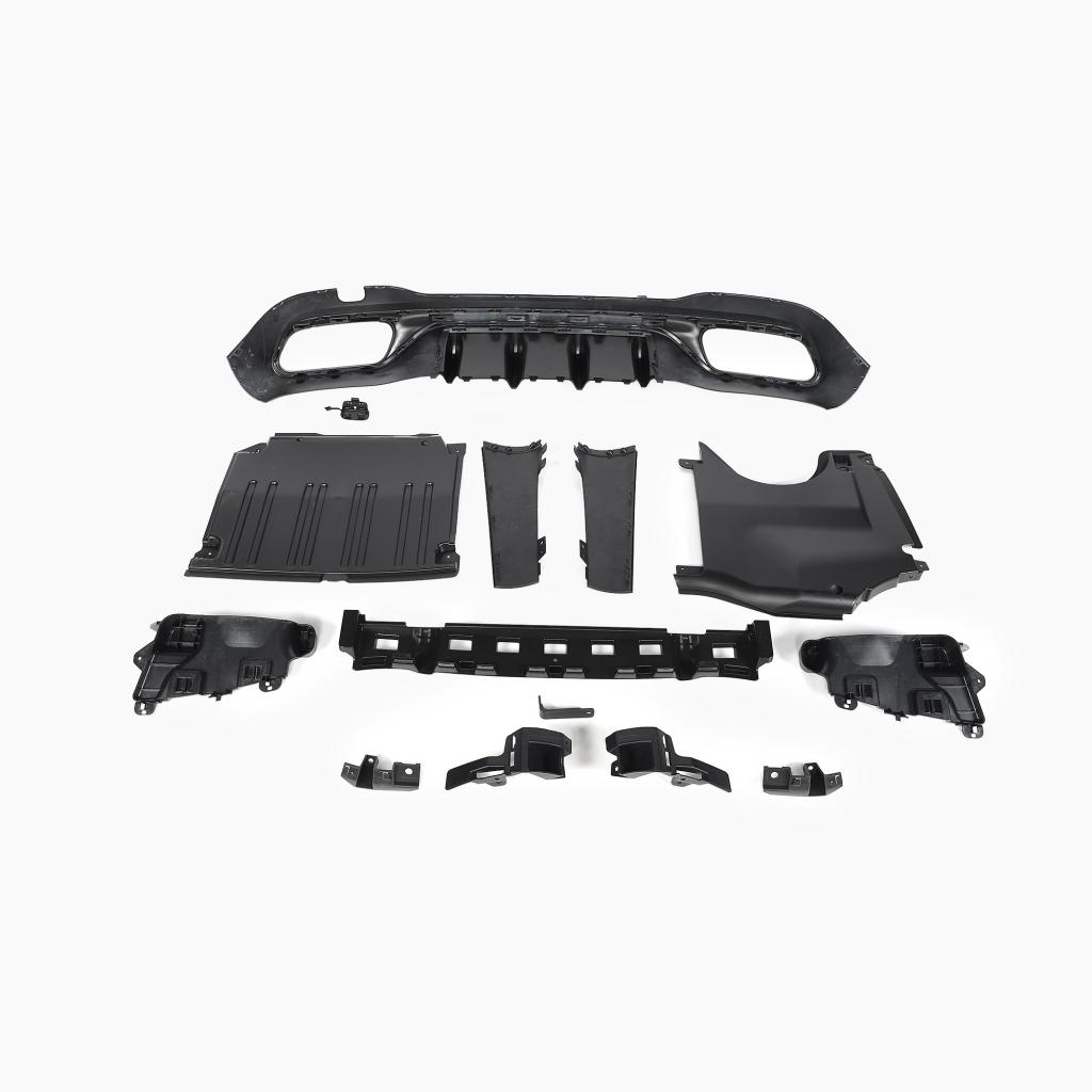 Gloss Black Rear Diffuser with Sliver Tips for MERCEDES-BENZ C63 AMG W206 Sedan (2023+) back view