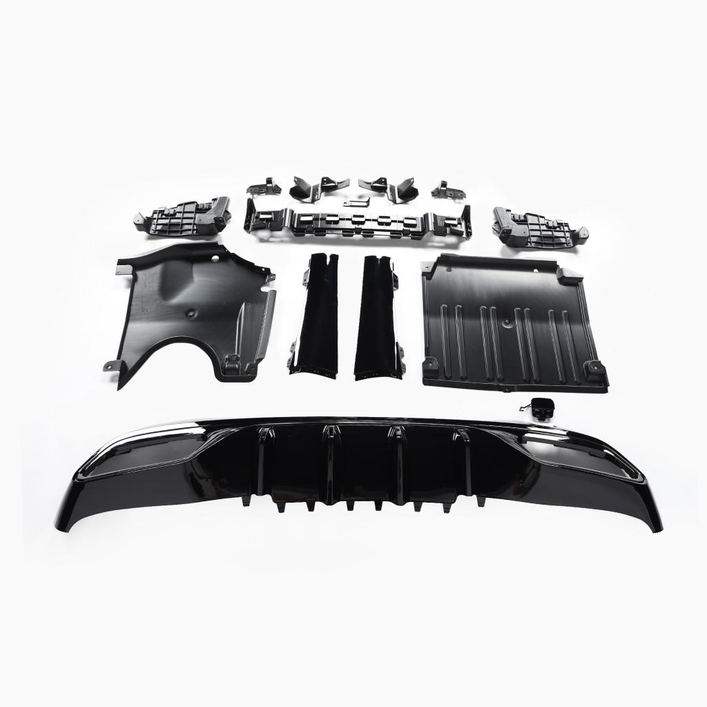 Gloss Black Rear Diffuser with Sliver Tips for MERCEDES-BENZ C63 AMG W206 Sedan (2023+) front view