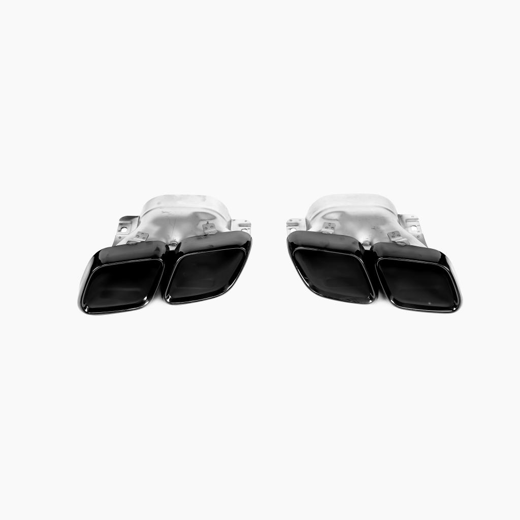 Gloss Black Tail Pipe for MERCEDES-BENZ C63 AMG W205 (2015-2021) front view
