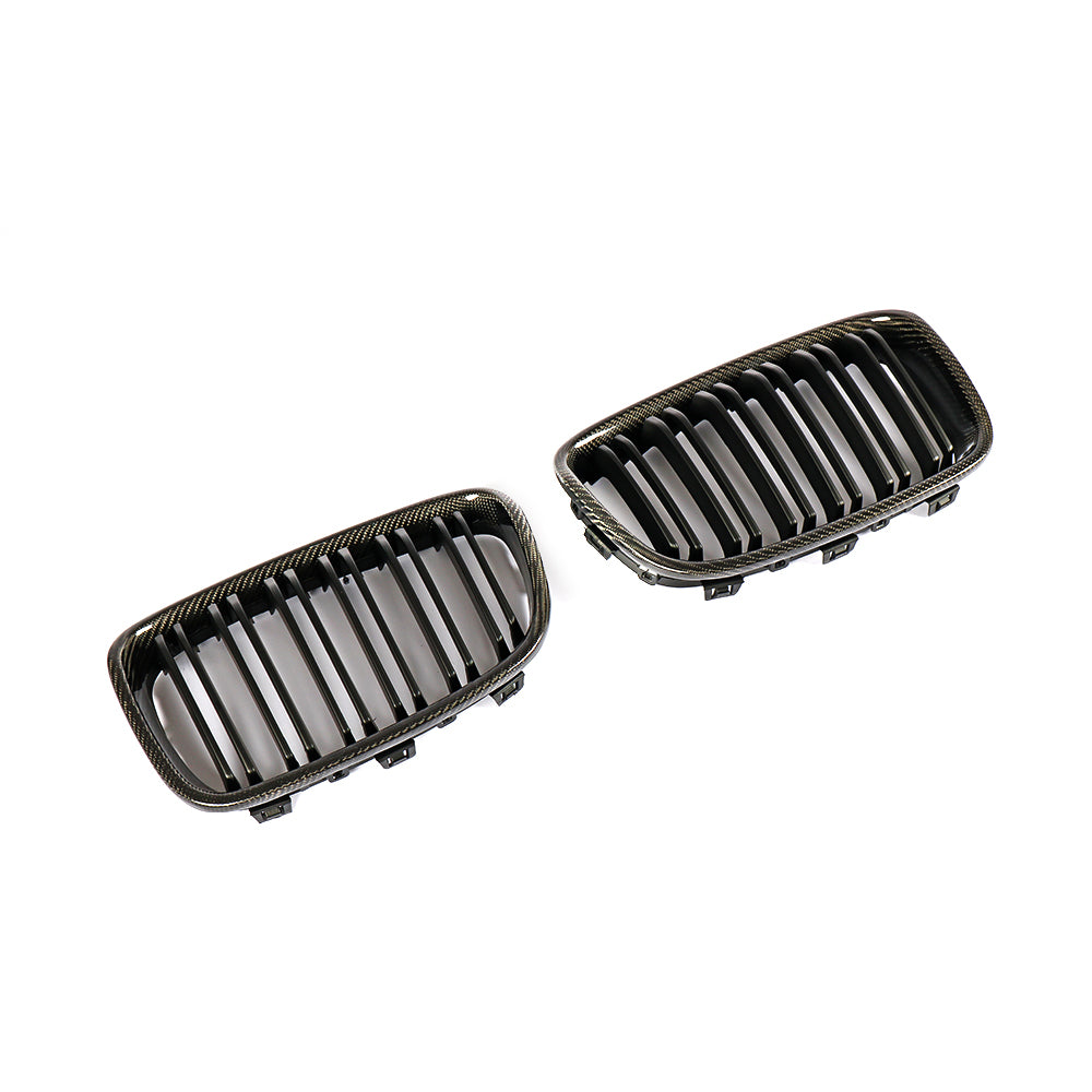 Matte Dual Slat Carbon Fiber Front Grille for BMW 1 Series F20, F21 Pre-LCI (2011-2015)