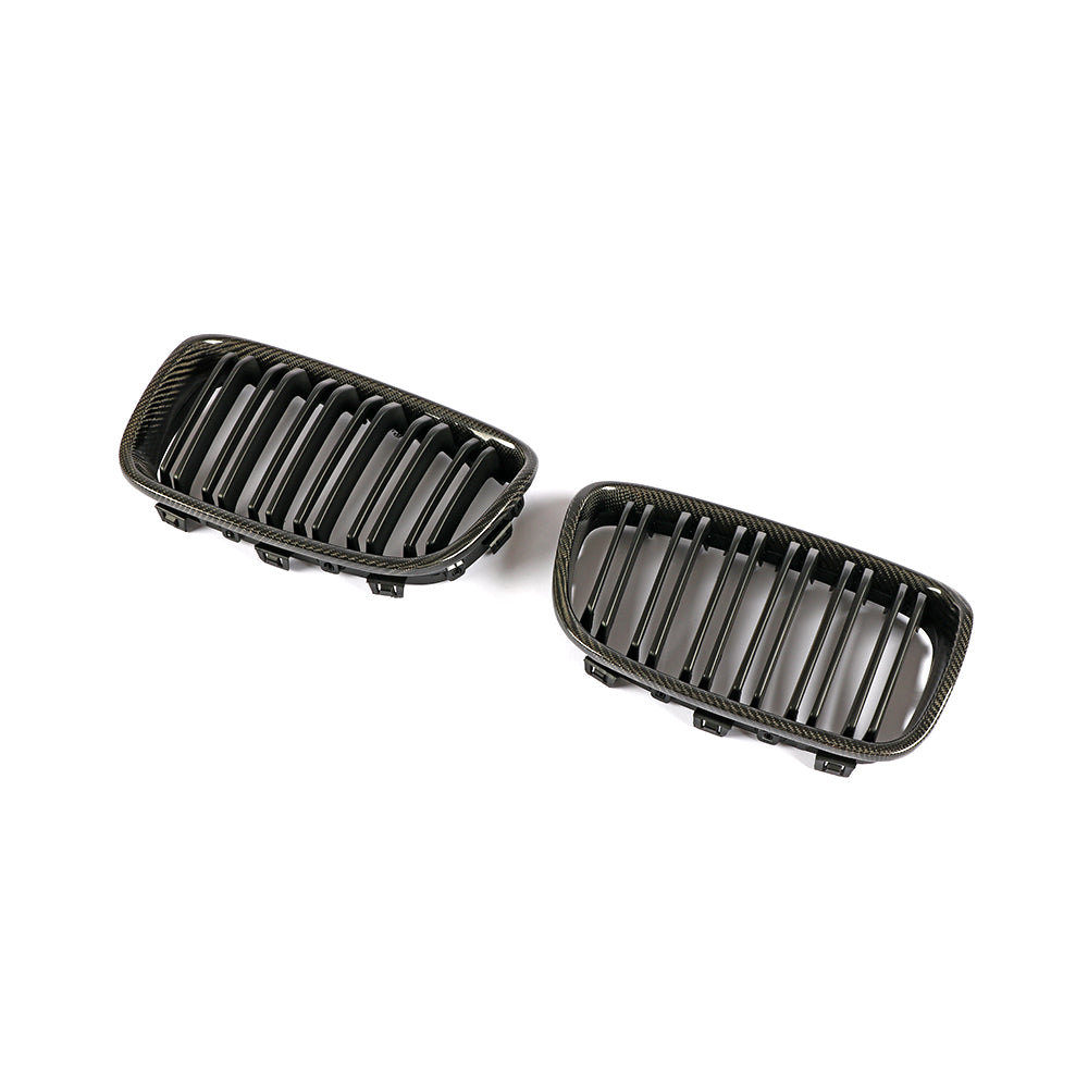 Matte Dual Slat Carbon Fiber Front Grille for BMW 1 Series F20, F21 Pre-LCI (2011-2015)