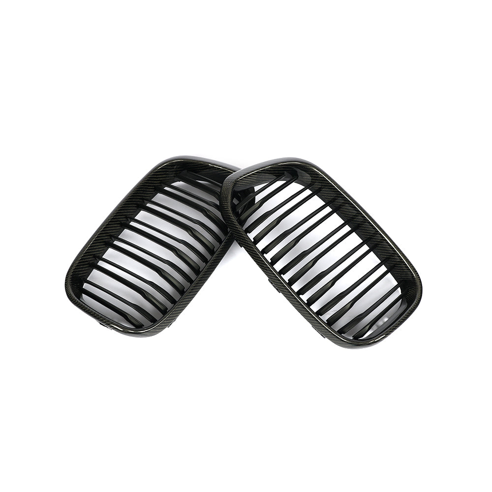 Matte Dual Slat Carbon Fiber Kidney Grille for BMW 1 Series F20, F21 LCI (2015-2019)