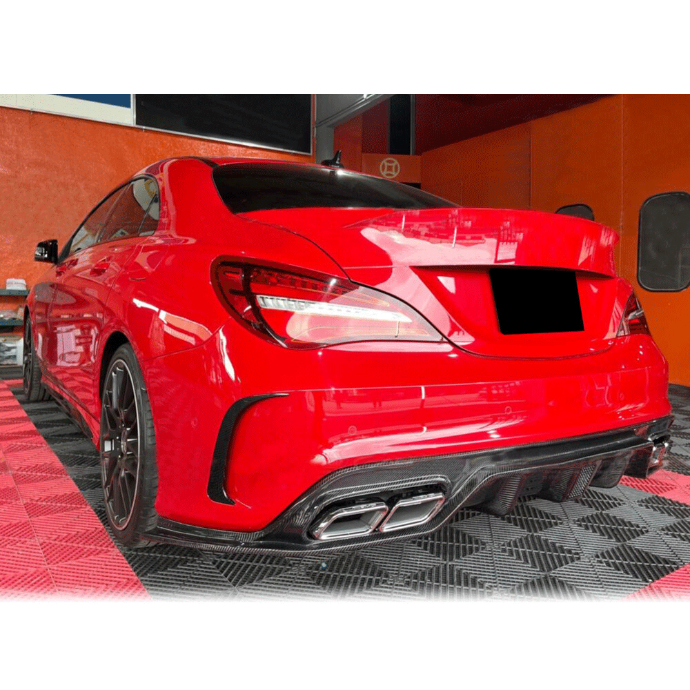 ST Style Carbon Fiber Rear Canards for Mercedes-Benz CLA C117 & CLA 45 AMG Pre‑Facelift & Facelift (2013–2019)