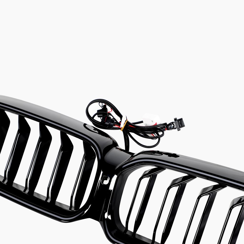 M5 Style Dual Slat Gloss Black LED Front Grille for BMW 5 Series G30/G31 LCI (2020–2023)