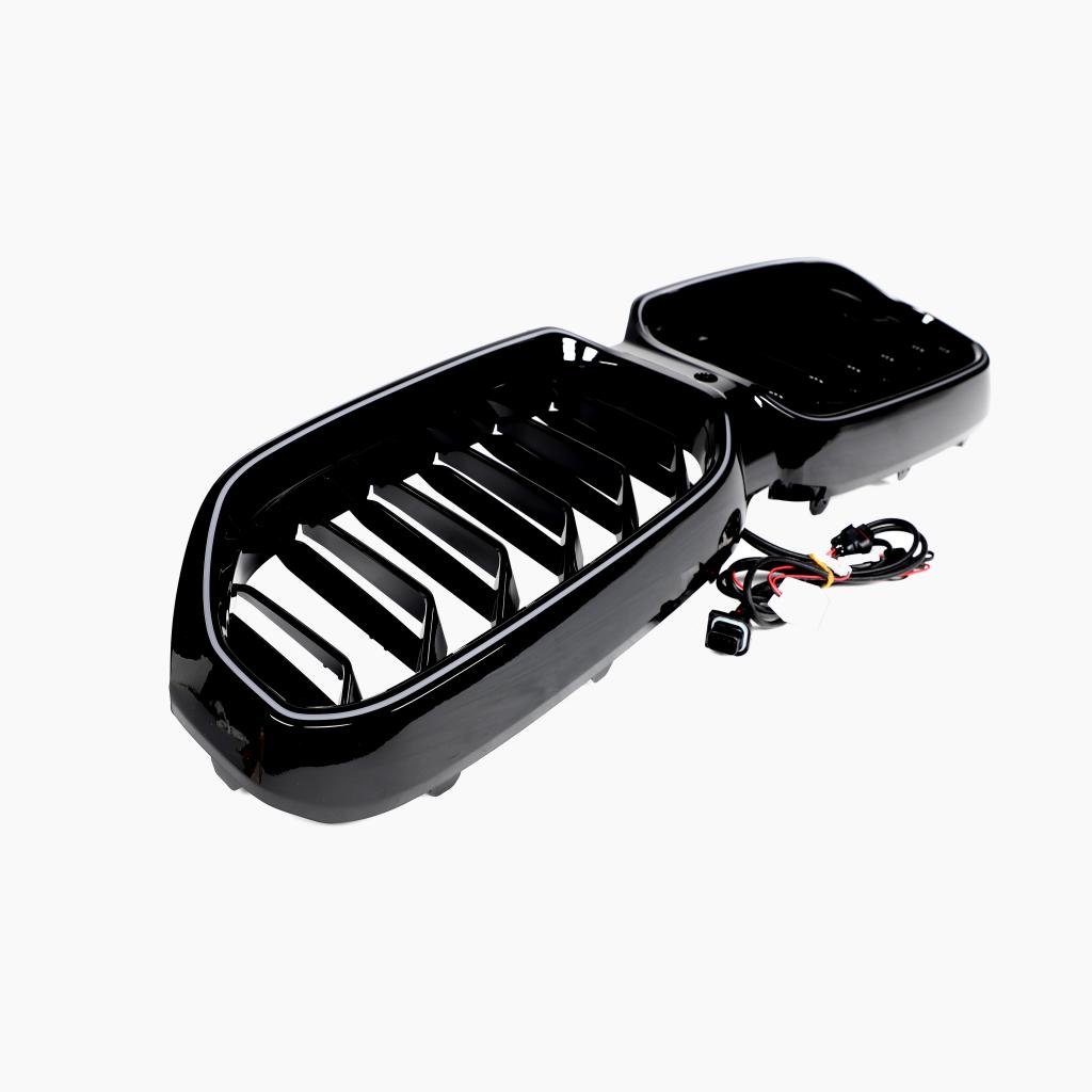 M5 Style Dual Slat Gloss Black LED Front Grille for BMW 5 Series G30/G31 LCI (2020–2023)