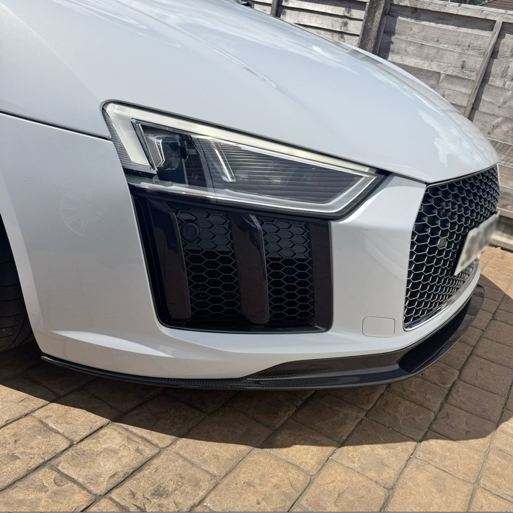 V Style Carbon Fiber Front Lip For Audi R8 4S Pre‑LCI (2016–2018)