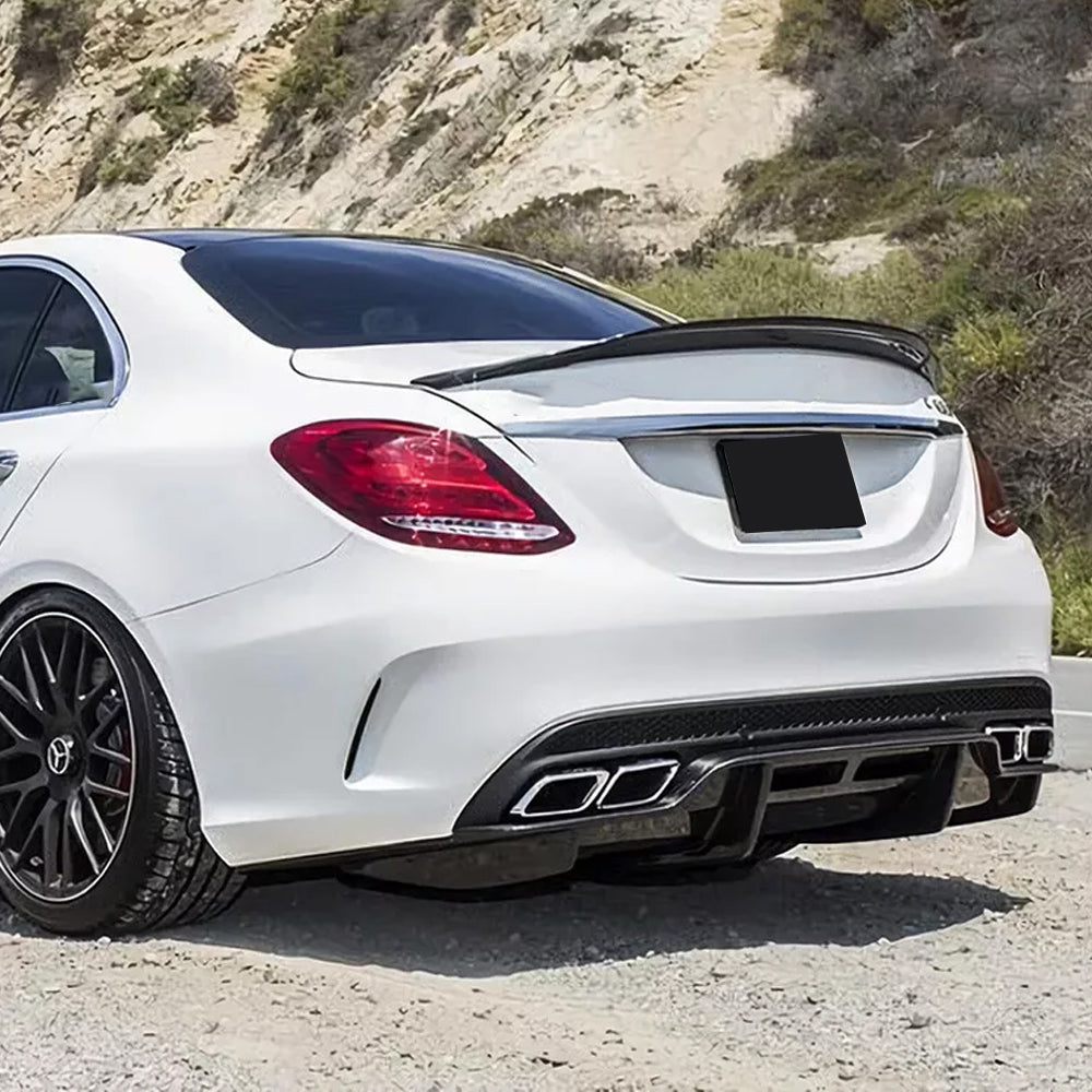Mercedes-Benz C-Class W204 Carbon Fiber Trunk Spoiler-installed on car