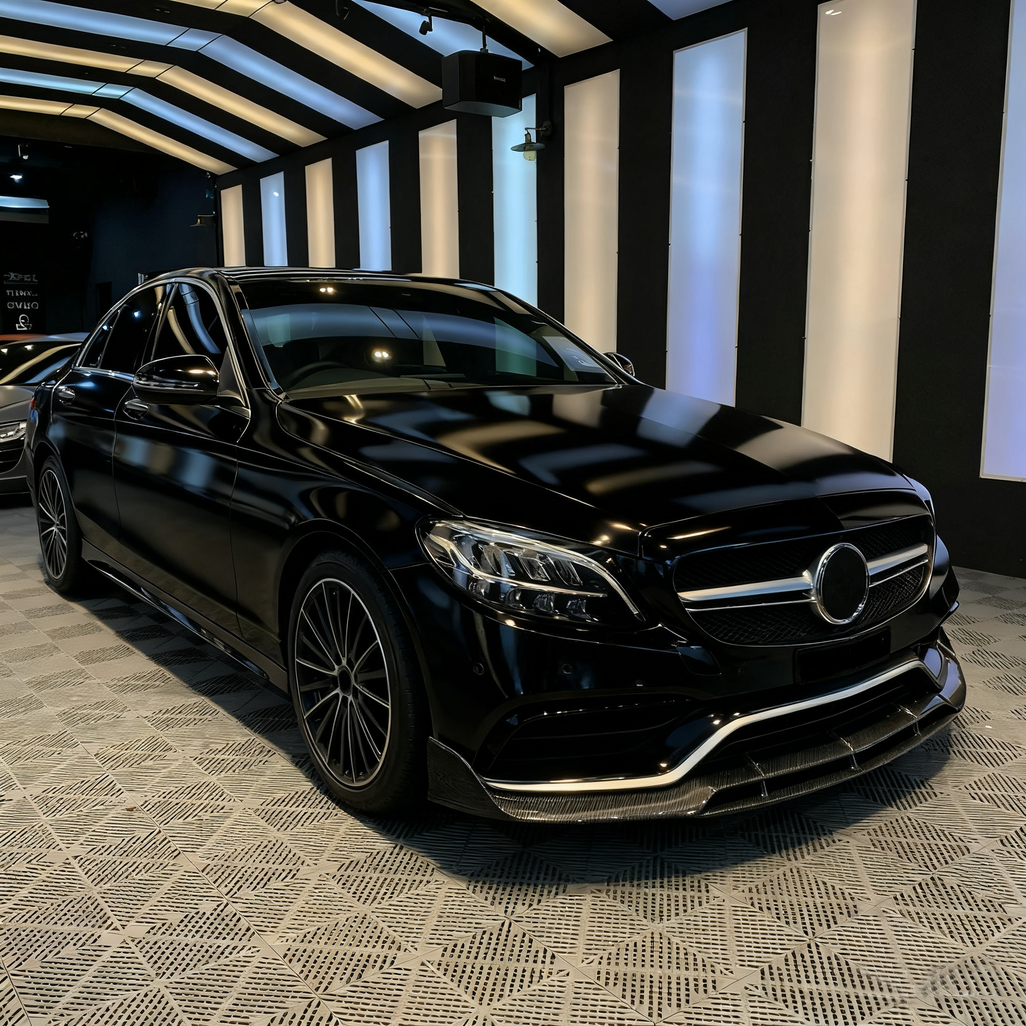 Benz C‑Class W205 Pre‑Facelift Front Lip Carbon Fiber installed