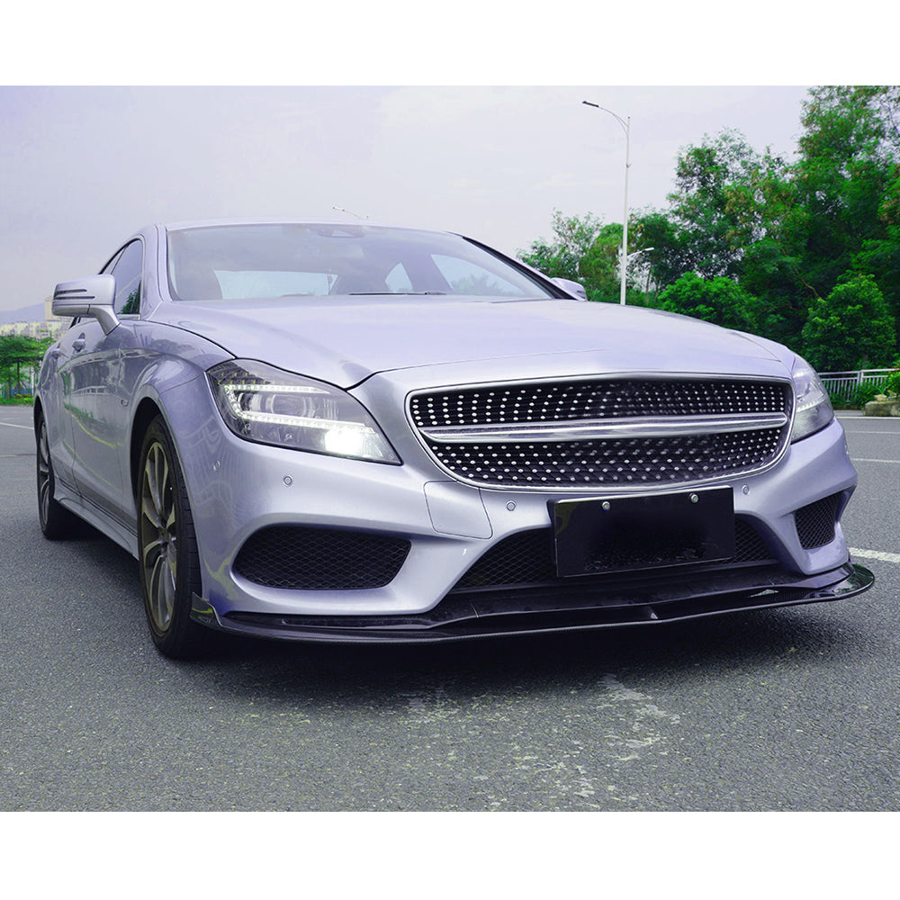 REVOZPORT Style Carbon Fiber Front Lip for Mercedes Benz CLS C218 Facelift (2015–2017)