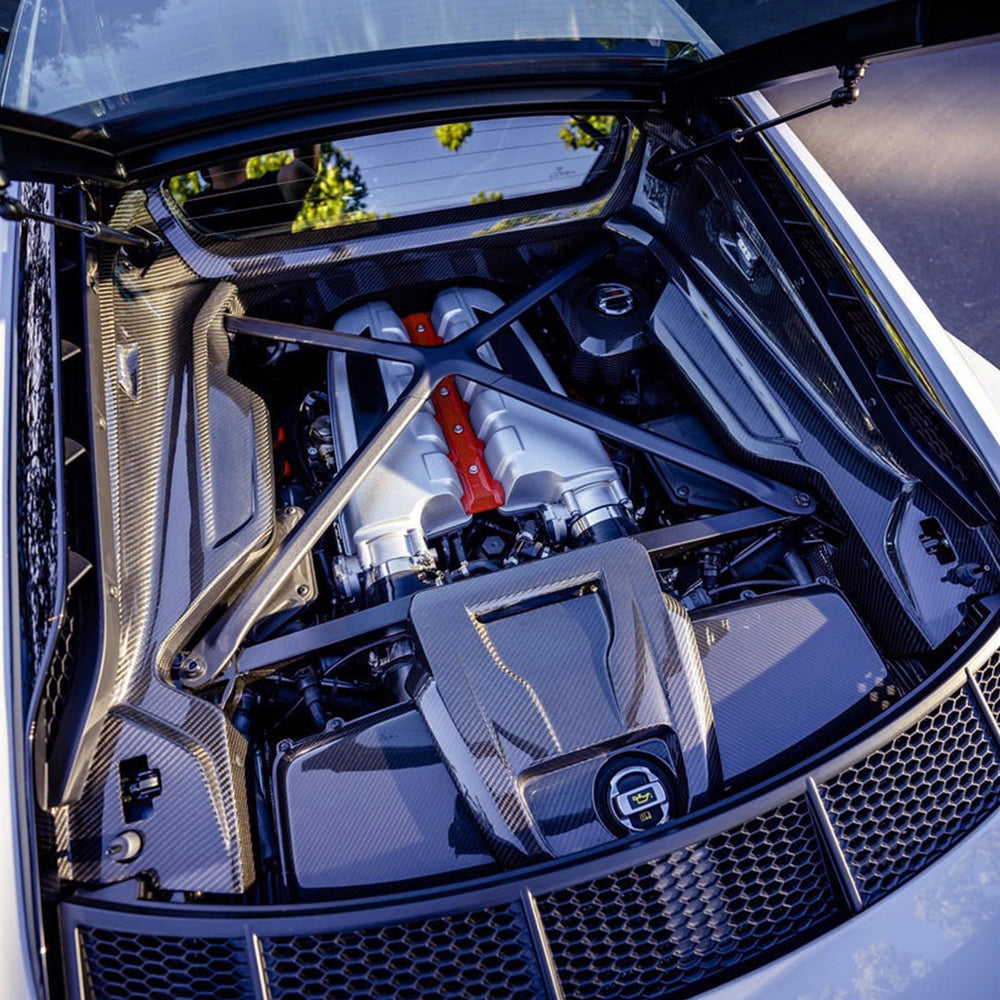 OEM Style Carbon Fiber Engine Bay Panel Set For Audi R8 4S LCI (2019–2023)