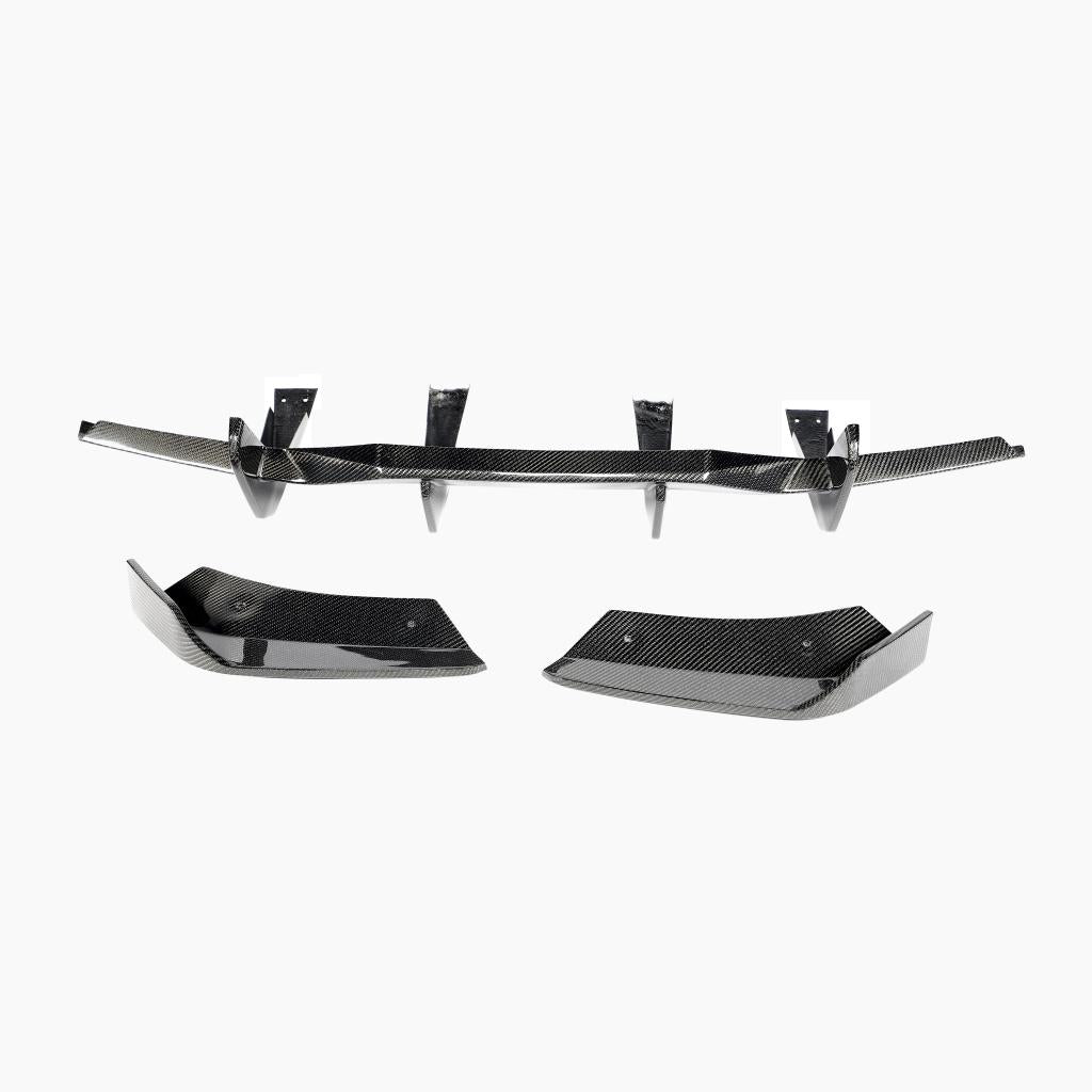 Chevrolet Corvette C8 Stingray Coupe Convertible Carbon Fiber Rear Bumper Diffuser With Splitters - front view