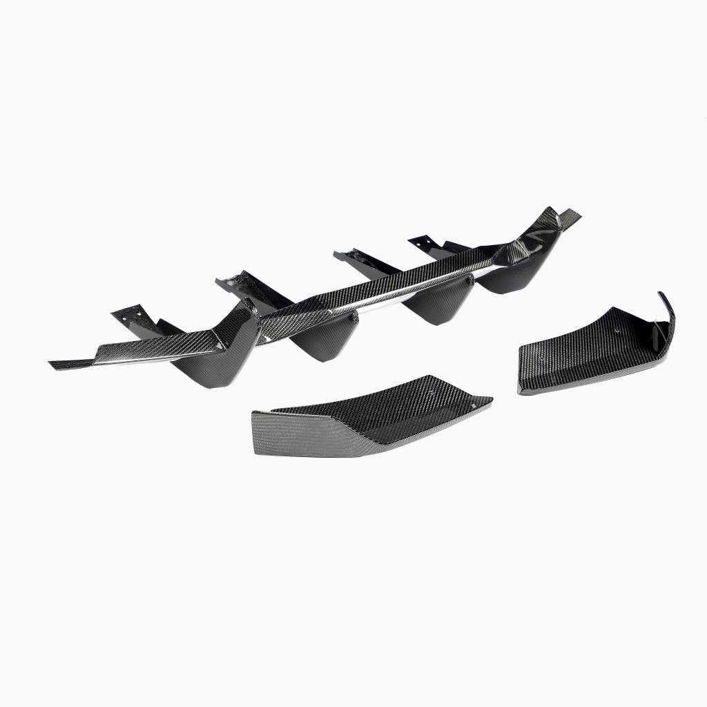 ST Style Carbon Fiber Rear Bumper Diffuser With Splitters for Chevrolet Corvette C8 Stingray Coupe Convertible (2020-2023)