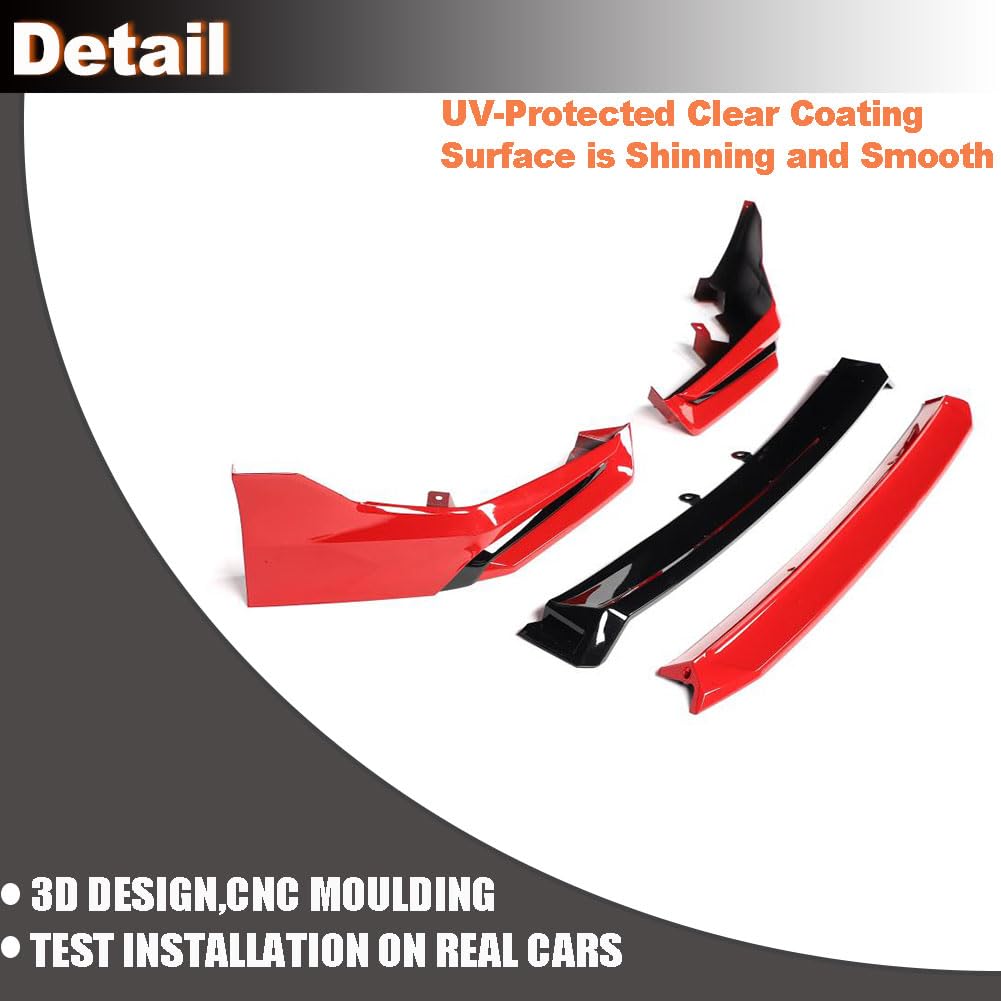 ABS Front Lip Spoiler for Honda Civic Sedan &Hatchback 2022-2024 Rallye Red | Lower Chin Bumper Spoiler Splitter Protection A