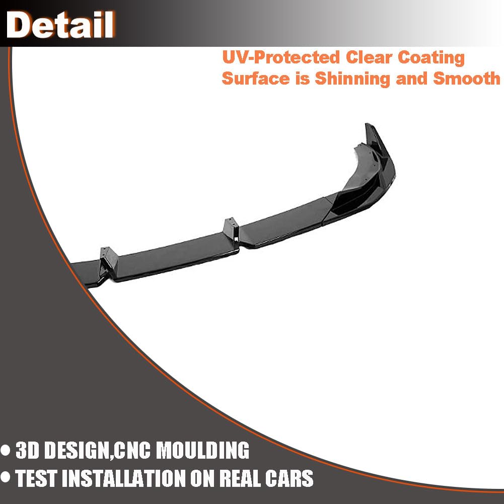 Gloss Black Front Lip Spoiler Compatible with BMW 2-Serie G42 220i 230i M240i Coupe M Sport Bumper 2021-2023 ABS Car Front Bu