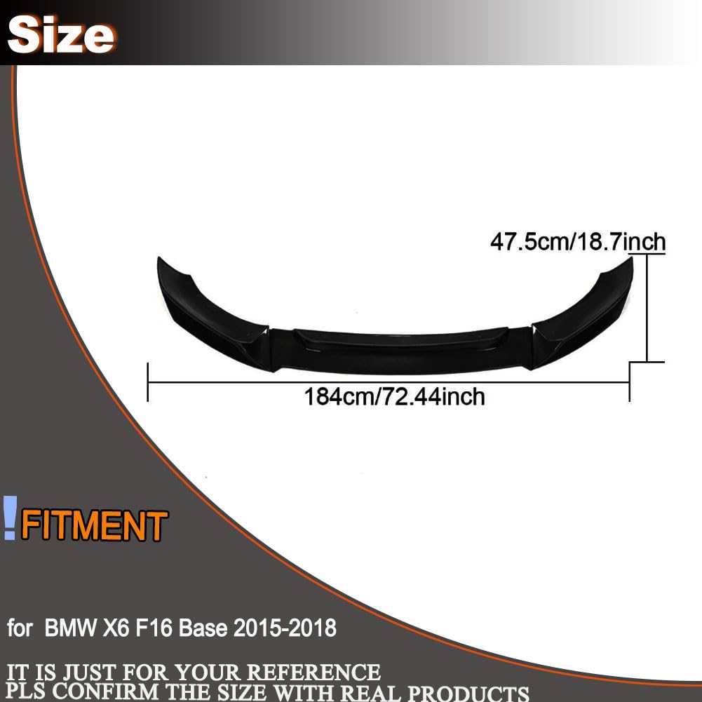 Gloss Black Front Bumper Lip for BMW F16 X6 Standard Bumper 2014-2018 Fiberglass Front Chin Spoiler Splitter Protector (3PCS)